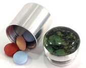 Tibetan Turquoise Pill Case - Birth Control Pill Case - Pocket Pill Case 1 quot Wide x 1 1 2 quot Tall - Travel Pill Case - Pill Case for Mom