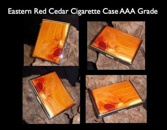 Handmade Eastern Red Cedar Cigarette Case, Holds 9 Slim Cigarettes