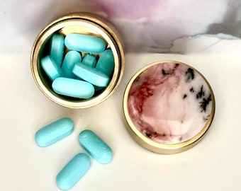 Peruanische Opal Messing Pillendose, Andenken Behälter