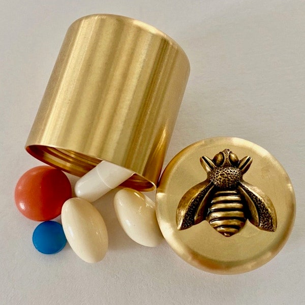 Bumblebee Pill Box, Birth Control Case, Pill Case, Pill Organizer, Aspirin case, Small pill box, Pill Organizer,Pill container,Pill Bee Box