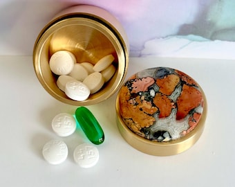 Estuche para pastillas de jaspe de Maligano, contenedor de recuerdos