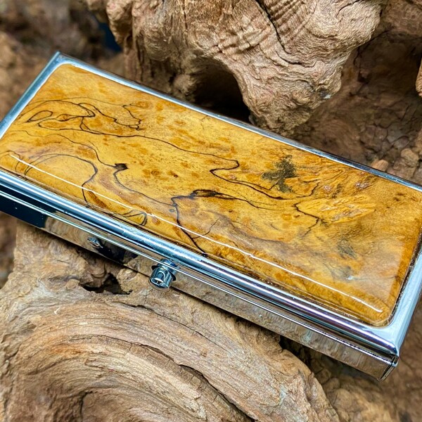 Spalted Maple Burl Pill Case, Wooden Pill Case - Pill Organizer - Travel Pill Case - Pill Compartment, Birth Control Case