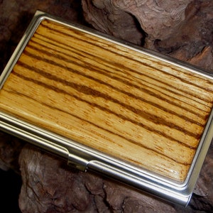 Estuche para tarjetas de madera de cebra, regalo para papá, regalo corporativo, regalo para el novio, regalo de cumpleaños, estuches para tarjetas, estuche para tarjetas de crédito, regalo para hombres