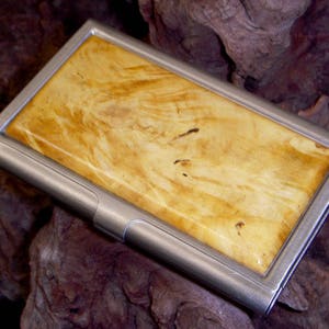 EXOTIC WOOD Business Card Case - Buckeye Burl - Regalo de Navidad - Regalo para el novio - Regalo para mamá - Caja de tarjeta Regalo para papá