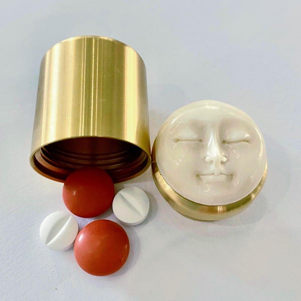 2 Sizes Moon Face Pill Case / Keepsake container