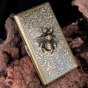 Portasigarette Honey Bee, Bumble Bee Honey Bee Portafoglio in metallo Steampunk Anticato Vintage Oro Retro Portafoglio Portasigarette