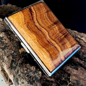 Estuche para cigarrillos de koa hawaiano, estuche para tabaco, estuches delgados para cigarrillos, porta cigarrillos, caja para cigarrillos, regalo para papá, estuche de madera para cigarrillos de 100 pulgadas