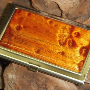 Estuche para tarjetas de visita Bird's Eye King Koa, tarjetero, tarjetero, regalo para papá, regalo corporativo, tarjetero, tarjetero unisex
