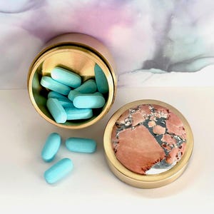 Maligano Jasper Brass Pill Case, Keepsake Container image 1