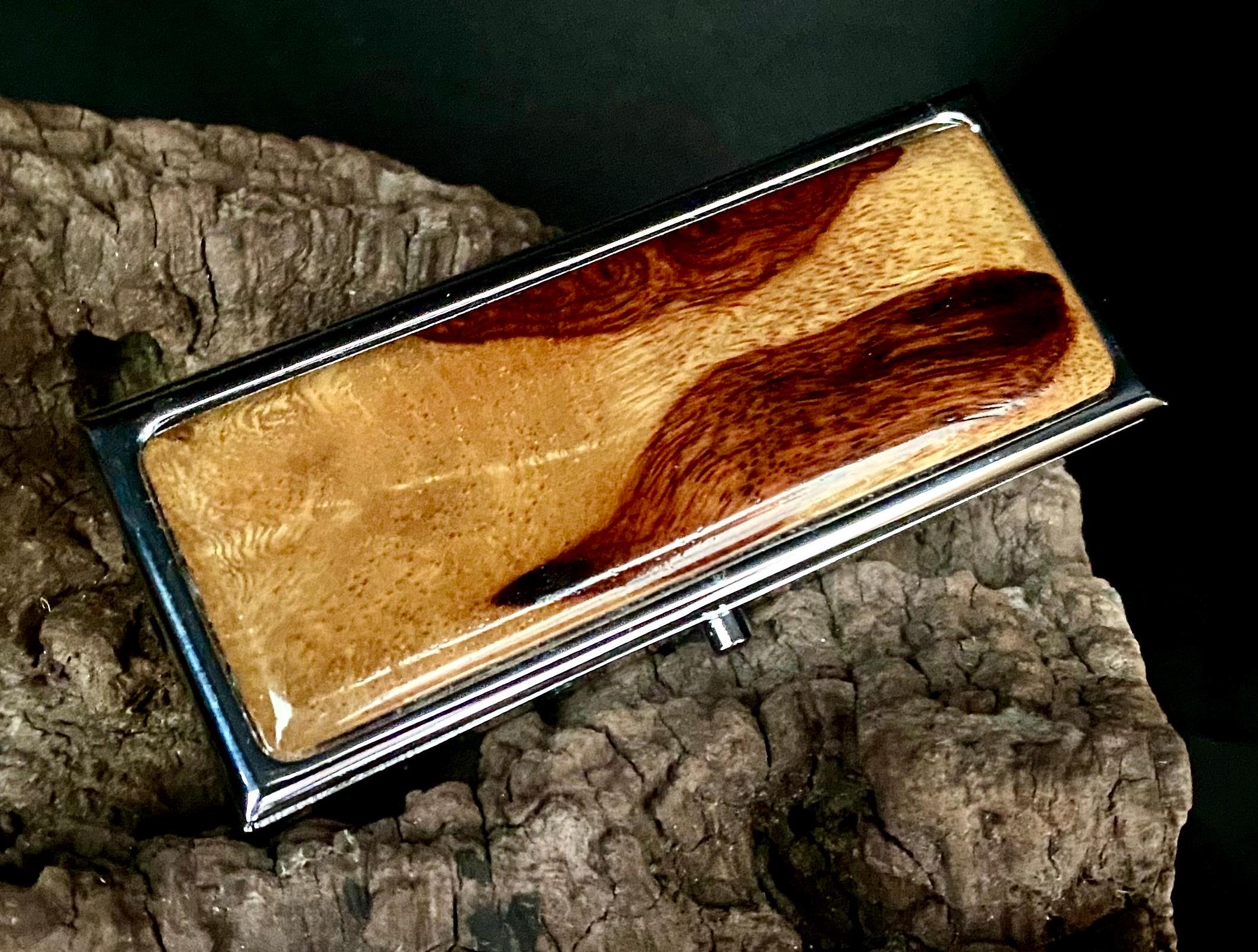 Amboyna Burl Pill Case - Exotic Wood Travel Pill Holder