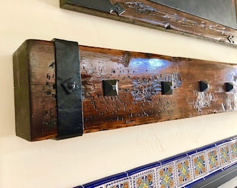 Repisa de chimenea, viga de madera rústica, estantería decorativa, repisa envejecida