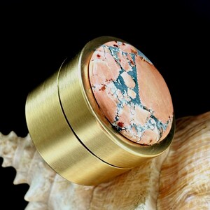 Maligano Jasper Brass Pill Case, Keepsake Container image 4