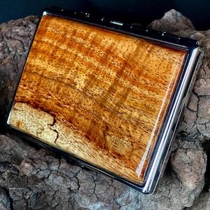 Estuche para cigarrillos de koa hawaiano, estuche para tabaco, estuches delgados para cigarrillos, porta cigarrillos, caja para cigarrillos, regalo para papá, estuche de madera para cigarrillos de 100 pulgadas