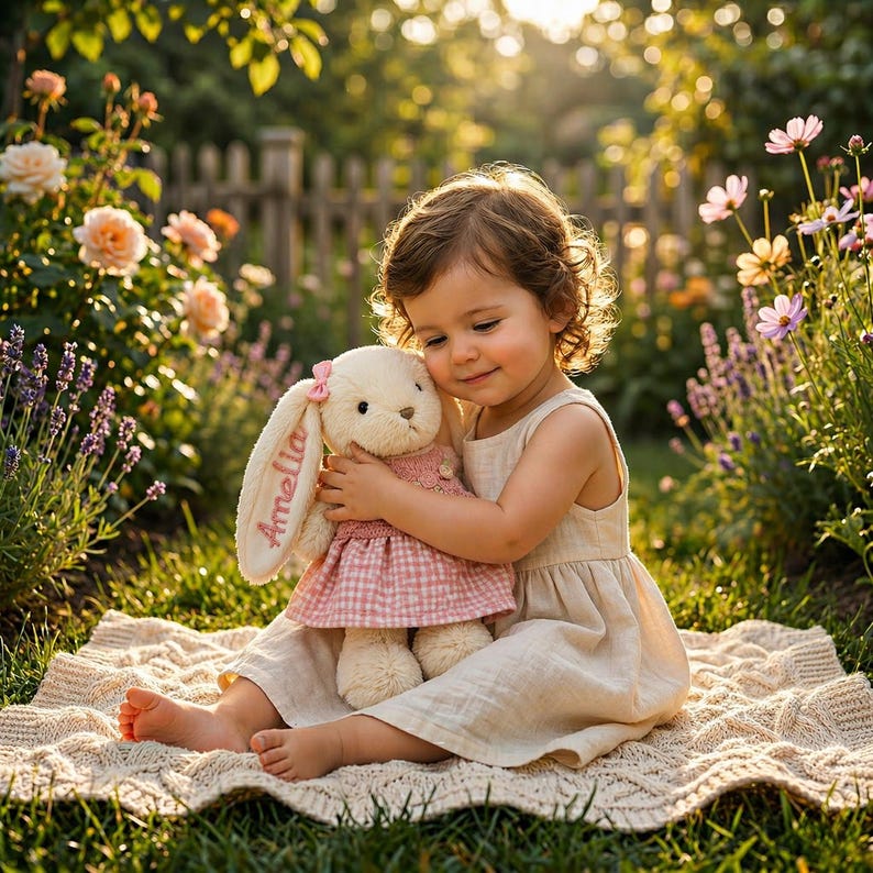 Personalized Embroidered Bunny Plush, Custom Name Rabbit for Toddler ...