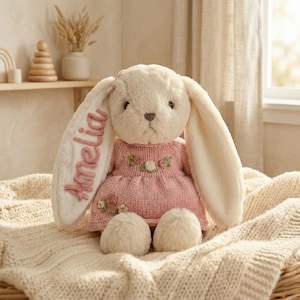 Peluche de conejito personalizado, conejo con nombre personalizado para niños pequeños, regalos de conejito para nietas
