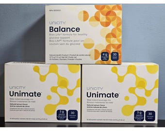 Paquete de 3 Unicity Unimate (60 sobres) + Unicity Balance (30 sobres)
