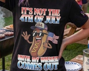Grappig Wiener Hotdog-T-shirt 4 juli – Patriotic BBQ Apparel