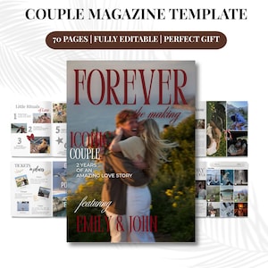 Canva Couples Magazine Template | Editable Photo Book | Anniversary Gift for Him | Couple Keepsake
