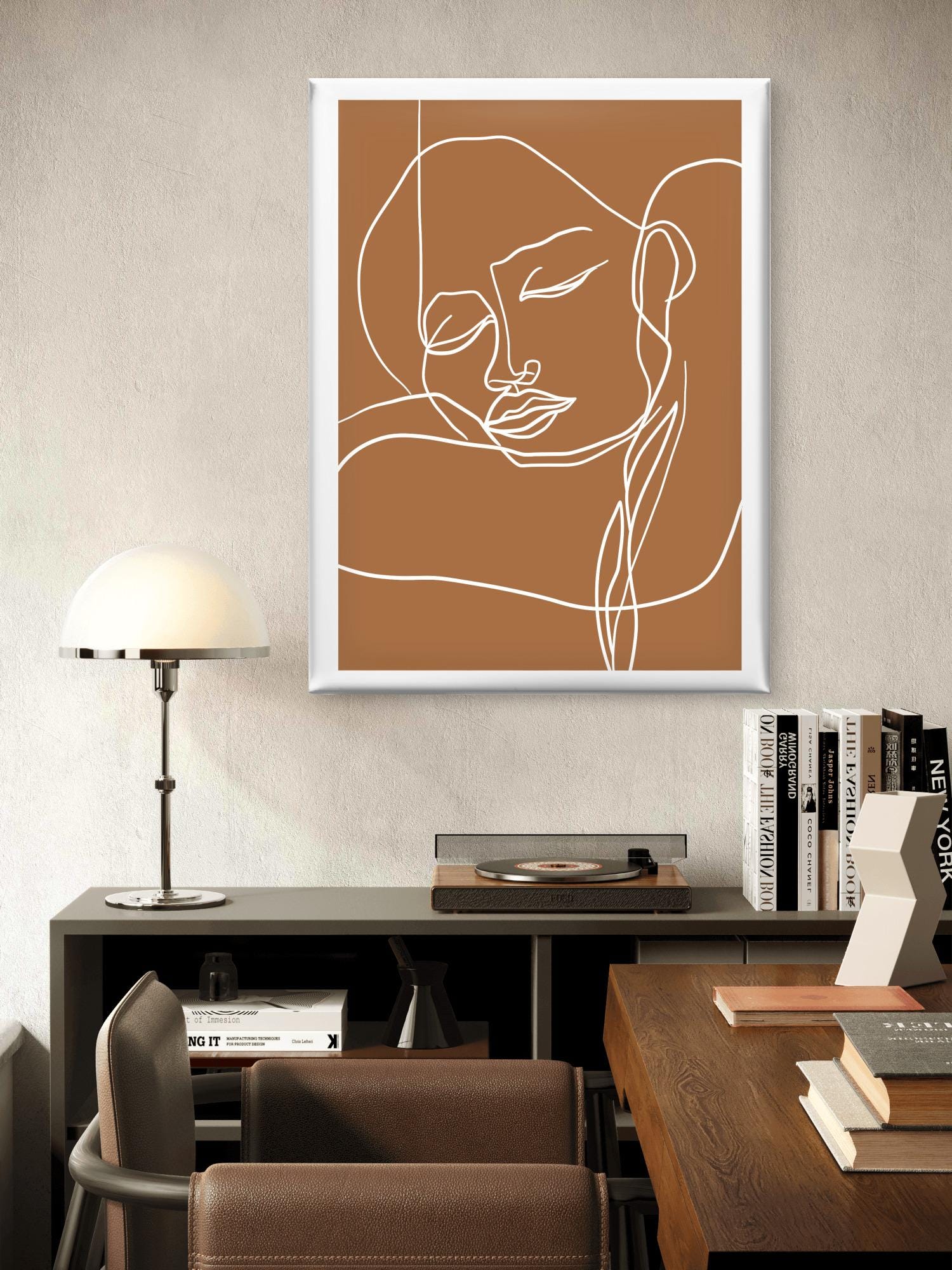 Minimalist Line Art Face Canvas Print, Boho Abstract Woman Wall Art ...