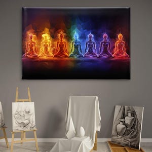 Chakra Meditation Canvas Art, Spiritual Yoga Wall Decor, Energy Healing Print