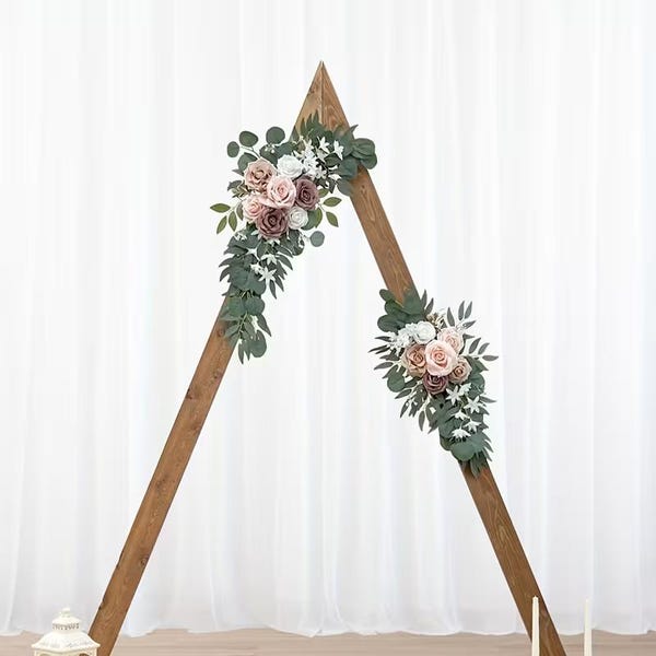 Wedding Arch Swag, White Pink Rose Eucalyptus Greenery Arrangement