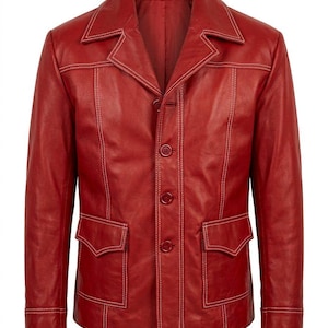 Tyler Durden Red Faux Leather Jacket | Fight Club Movie Replica Coat