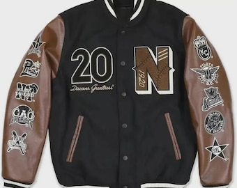Unisex Negro League Varsity Jacke, Baseballjacke, Distressed Negro League Lederjacke, Varsity Bomber Street Cosplay Handgemachte Jacke.