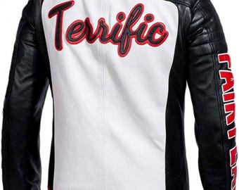 Herren Mister Terrific Biker Lederjacke - Herren Fair Play schwarze Motorradjacke für Herren