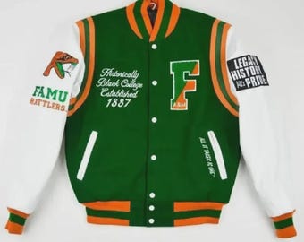 Herrenleder Florida A & M Universitätsjacke: FAMU Letterman Style