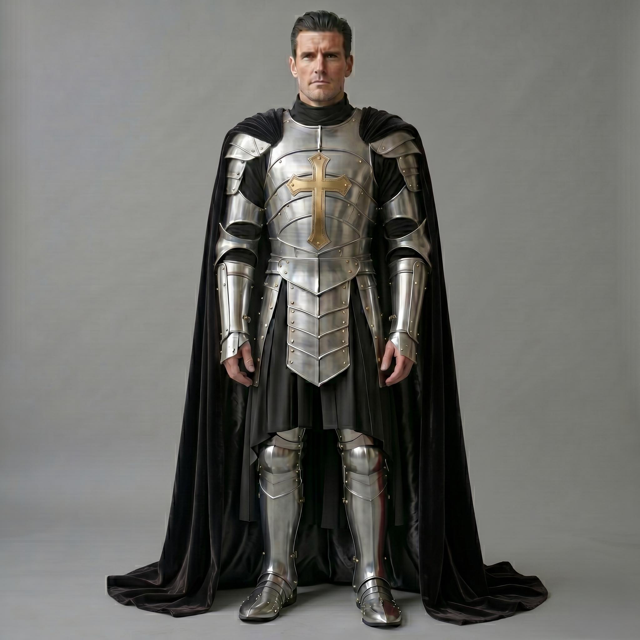 Handmade Templar Knight Full Body Armor - Silver Steel Medieval Suit ...