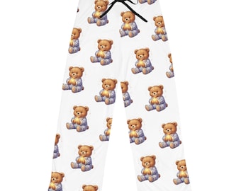 Vintage Teddy Bear Pajama Pants | Soft Polyester Jersey Loungewear
