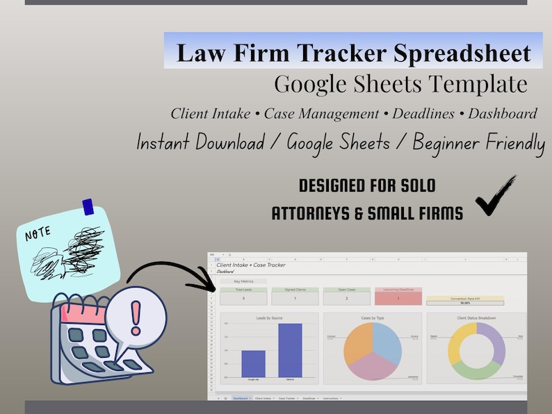 Law Firm Tracker Spreadsheet | Case Management, Client Intake ...