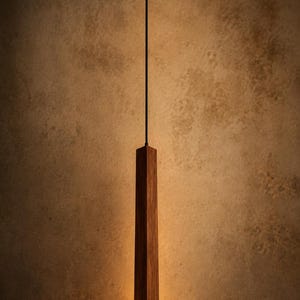 Walnut Wood Pendant Light | Modern LED Hanging Lamp, 54 Inch (Plug-in)