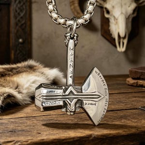 Axe Silver Pendant Thor Stormbreaker Pendant Stainless Steel Unisex Sweater Versatile Necklace
