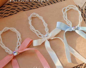 Set di 3 elastici per capelli con fiocco di perle, accessori per acconciature, nastri elastici per capelli