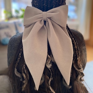 Elegant Long Tail Hair Bow – Soft Handmade Statement Hair Accessory