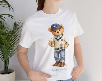 Maglietta NYC Coffee Bear / Peter l'orso con maglione e berretto / Domenica mattina