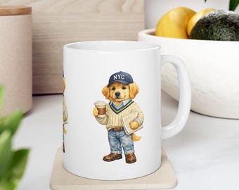 Golden Retriever Puppy Holding Coffee Mug | Mug