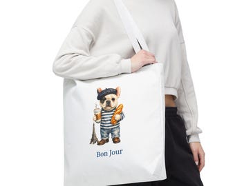 Borsa tote con illustrazione di bulldog francese parigino / Bon Jour Tote
