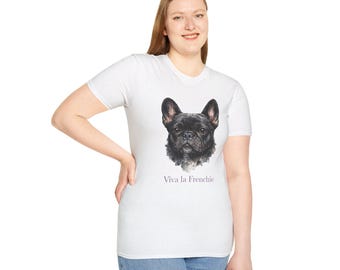 Maglietta Viva la Frenchie / Maglietta con ritratto di bulldog francese