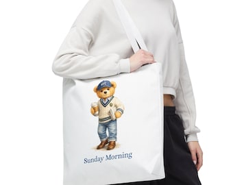 Borsa tote con orsetto della domenica mattina / Illustrazione di un simpatico orsetto da caffè