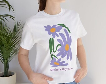T-shirt floreale per la Festa della Mamma / Stampa margherite giallo lavanda