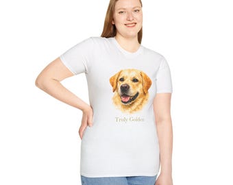 Maglietta con ritratto di Golden Retriever davvero dorata