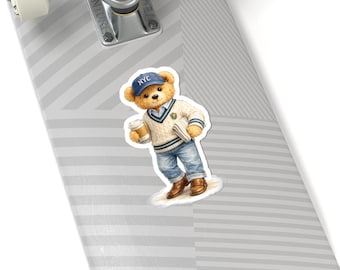 Teddy Bear with Coffee sticker | Kiss-Cut Sticker