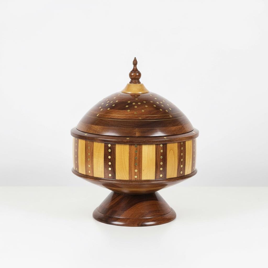 Steel Roti Keeper Handmade Sheesham Wood Hotpot, Brass Inlay Dome, Stainless Steel Bowl ...
