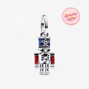 Moveable Nutcracker Dangle Charm, Beads for Pandora Compatible Bracelet, Gift for Her