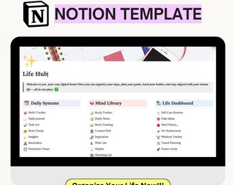 Notion Life Agenda | Suivi des habitudes quotidien et hebdomadaire | Modèle de productivité (numérique)