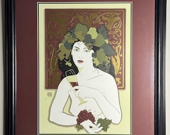 David Lance Goines Mount Veeder Weinkellerei gerahmtes Plakat, 1990 Wein-Wandkunst
