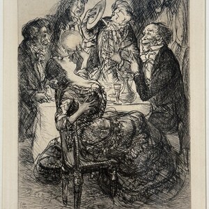 Gravure « Façons de boire du champagne » par John Sloan, Gravure encadrée, 1904 Quinby