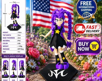 Anime Style Action Figure – Purple Hair Kawaii Collectible Toy (14cm)